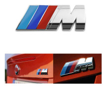 Silver Chrome Krom BMW M Letters Rear Bak- Boot Lid Trunk Badge Emblem For E81 E82 E87 E88 F20 F21 F52 90mm x 30mm