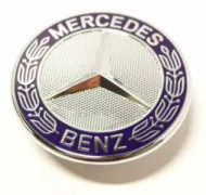Bonnet Hatta Badge Emblem Blue/Sliver Mercedes Benz For B C E S CLK AMG Class 57mm