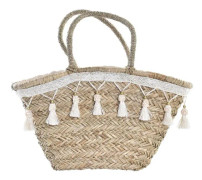 Väska DKD Home Decor Vit Multicolour Naturell Metall 59 x 16 x 30 cm