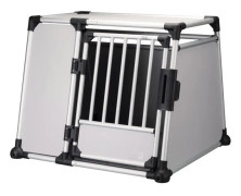 TRIXIE Transportbox - Aluminium - L och XL: 94 x 75 x 88 cm - Silvergrå och ljusgrå - För hundar