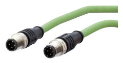 METZ CONNECT M12 - Nätverkskabel - 4 stifts M12 (hane) till 4 stifts M12 (hane) - 5 m - skärmad - CAT 5e - tvinnad - grön