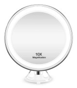 UNIQ Spegel med sugkopp, LED-Ljus & x10 förstoring, Vit