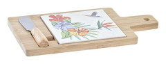 Ostbricka DKD Home Decor Metall Bambu Stengods Multicolour 3 Delar Tropiskt Rektangulär 30 x 40 cm 21,5 x 11,8 x 1,5 cm