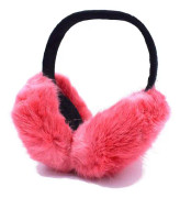 Rosa fluffiga öronmuffar - vikbar