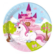 8-Pack Unicorn Enhörning Pappersassietter 19,5cm