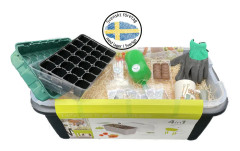 Stort Odlingskit med växtbord, miniväxthus, 8 olika frön, mugg, skopa & trädgårdshandskar för att odla inomhus eller utomhus