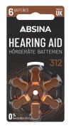 Absina PR41 Høreapparatbatteri ZA 312 Zink-luft 1.4 V 6 stk