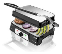 Grill med non-stick och avtagbar plancha 1500W Black Silver - Panini sandwish köttgrill