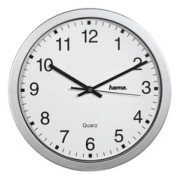 Hama CWA100 - Klocka - kvarts - väggmonterbar - 30 cm - vit - ram: silver