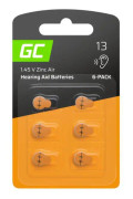Blisterförpackning - 6 st Hörapparatbatterier Green Cell Typ 13 P13 PR48 ZL2 Zink Zink-Luft