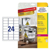 Avery-Zweckform L4773-8 Etiketter 63.5 x 33.9 mm Polyesterfilm Vit 192 st Permanent Universaletiketter, Väderbeständiga