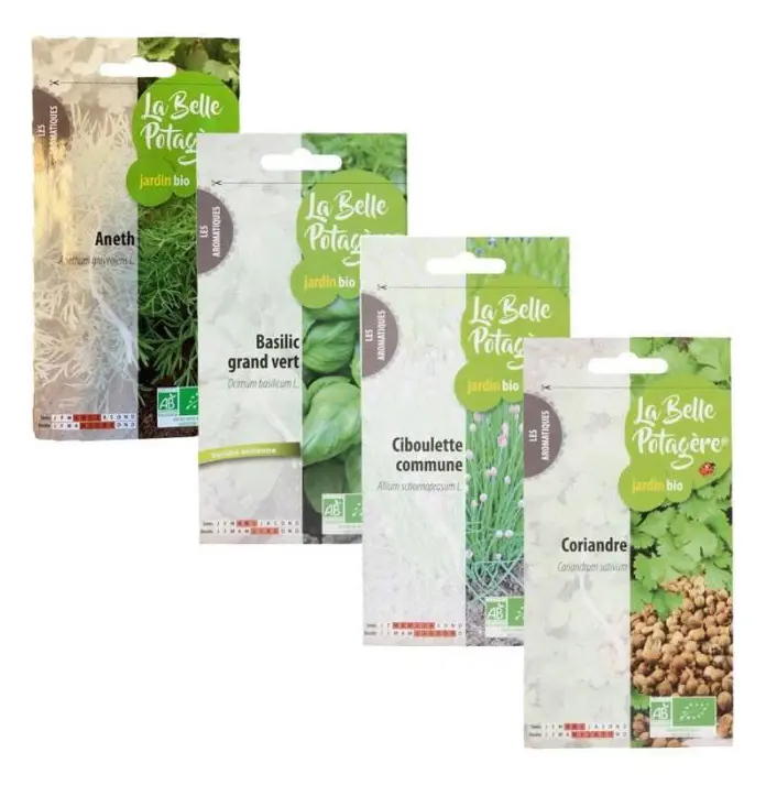 4 paket frön för sådd - koriander, gräslök, basilika, dill