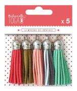 5 mocka pompoms 3,6 cm - Guld och silver nyanser