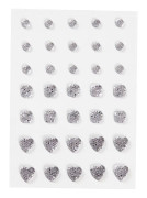 Rhinestones - 6+8+10 mm - Silver - Rund, fyrkant, hjärta - 35 st