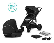 Kinderkraft PRIME LITE Duo barnvagn, 2 i 1, käppvagn, barnvagn, kolgrå