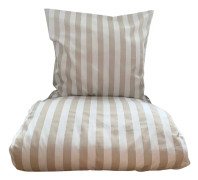 omhu - Blok Stripe Bed Linen 140x220 cm - Sand (220111121)