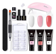 Poly Builder Gel Kit med UV-lampa för Naglar / Polygel Nail Art