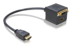DeLOCK - Videoanslutning - HDMI / DVI - HDMI, 19-stift (M) - till - DVI-D, HDMI, 19-stift (W) - 20 cm (65054)