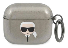 Karl Lagerfeld Case Karl Lagerfeld KLA3UKHGK Apple AirPods 3 skydd svart/svart Glitter Karl`s Head