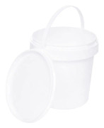 Hink med lock 10x 1l vit - livsmedelssäker, stabil, lufttät - plasthink med handtag - tom, 10 stycken 1 liter vardera