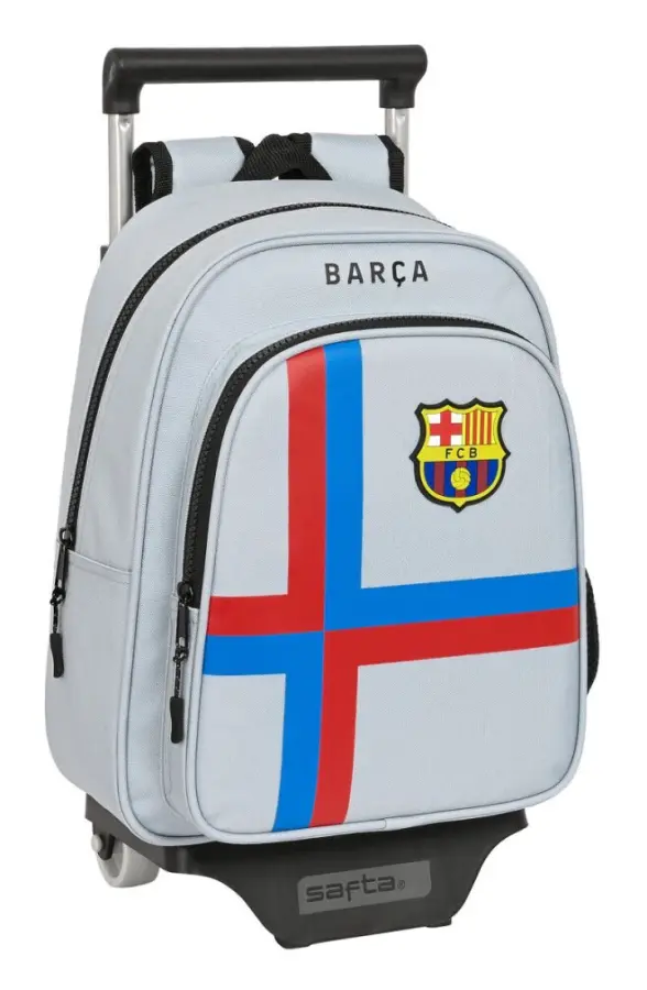 Skolväska med hjul F.C. Barcelona Grå (27 x 33 x 10 cm)