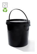Hink med lock 10l svart - livsmedelssäker, stabil, lufttät, läckagesäker, luktfri - förvaringsbehållare i plast, med handtag - tom, 3x 10 liter