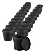 Hink med lock BLACK plasthink med lockhandtag livsmedelssäker hög kvalitet (20, 1 liter)