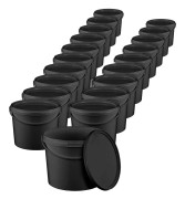 Hink med lock 3l svart - livsmedelssäker, stabil, lufttät - plasthink med handtag - tom, 20 stycken 3 liter