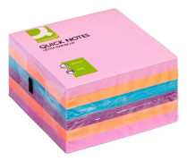 Q-CONNECT självhäftande block, 76x76 mm, 6x80 kort, blandade färger