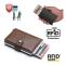 PopUp Smart card holder pushes forward 8 Cards RFID-NFC Secure - Brown Brun