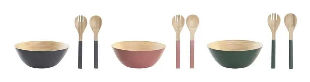 Salladsskål DKD Home Decor Upplägg med 3 Spel 30 x 30 x 12,5 cm 3 Delar