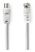 Satellite & Antenn kabel | F Hane | IEC (Koax) Hane | Nickelplaterad | 75 Ohm | Dubbelskärmad | 3.00 m | Rund | PVC | Vit | Plastpåse