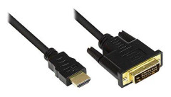 Anslutningskabel HDMI 19-stift hane till DVI-D 24+1 hane, 24K guldpläterade kontakter och kopparkontakter, OFC, svart, 3m, Good Connections (GC-M0011