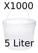 Hink med lock 1000x 5l transparent - livsmedelssäker, stabil, lufttät - plastförvaringshink med handtag - tom, 1000 stycken vardera 5 liter