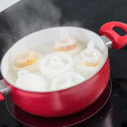 SHOP-STORY - Set med 6 hårdkokta äggpannor utan silikonskal + 1 äggulaseparator
