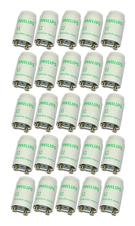 25 delar Philips Starter S2 Ecoclick Starter för 4-22 watts lysrör