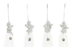 Julgranskula DKD Home Decor Harts Glas Ängel (4 pcs) (5 x 5 x 10.5 cm)