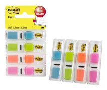 Tunna bokmärken - POST-IT - Paket med 140 - Klara färger - Vita distributörer - Blandat