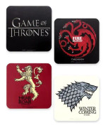En uppsättning med 4 Game of Thrones-underlägg med Sigils-tryck. - Vit