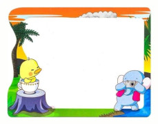Erasable tag - Little elephant and chicken