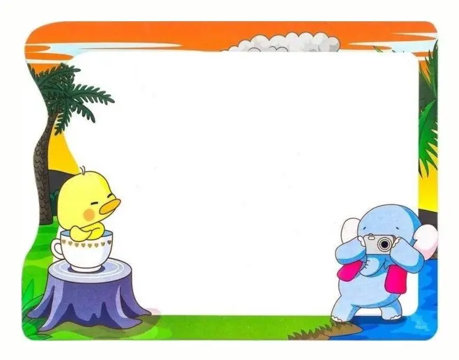 Erasable tag - Little elephant and chicken