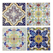 Bordsunderlägg DKD Home Decor Blå Kork (4 pcs) (20 x 20 x 1 cm)