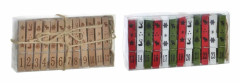 Klämmor DKD Home Decor Kalender Jul Trä Snöre (2 pcs) (24 pcs) (15 x 3 x 7.5 cm)