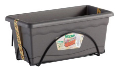 PLASTIKEN Jardiniere 50x20cm med bricka och balkongstöd - Antracit