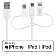 DELTACO - Lightning-kabel - USB hane till mikro-USB typ B, Lightning, 24 pin USB-C hane - 1 m - svart