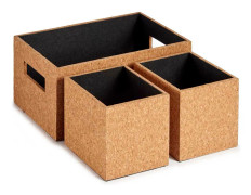 Dekorationslåda Brun MDF Kork (3 pcs)