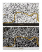 Bordsunderlägg DKD Home Decor London Vit Svart Polypropen (PP) (2 pcs) (43.5 x 28.5 x 28.5 cm)
