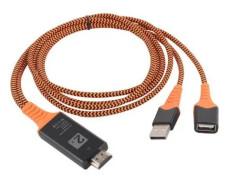 Portable Size Nylon Wire Braided USB Female to HDMI-compatible Male HDTV Adapter Cable