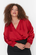 Women / Girl Woven Double-breasted Plus Size Bodysuit