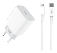 XO charger XO L77 PD 20W charger + Universal Lightning cable (White)